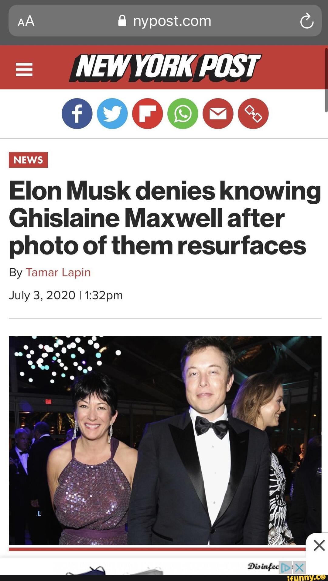 AA @ NEW YORK POST. NEWS I Elon Musk denies knowing ...