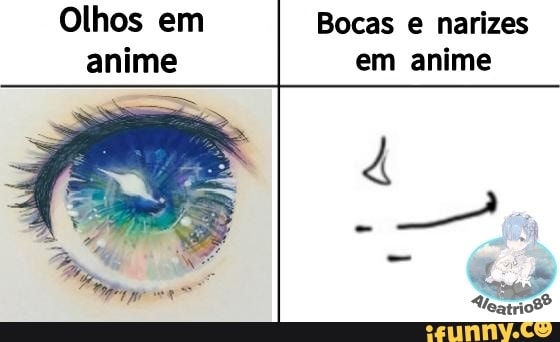 Olhos em
anime
Bocas e narizes
anime