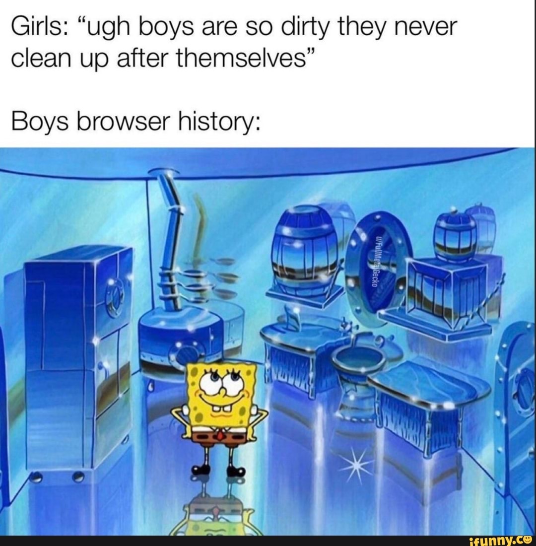 Girls Ugh Boys Are So Dirty They Never Clean Up After Themselves Boys Browser History Ifunny
