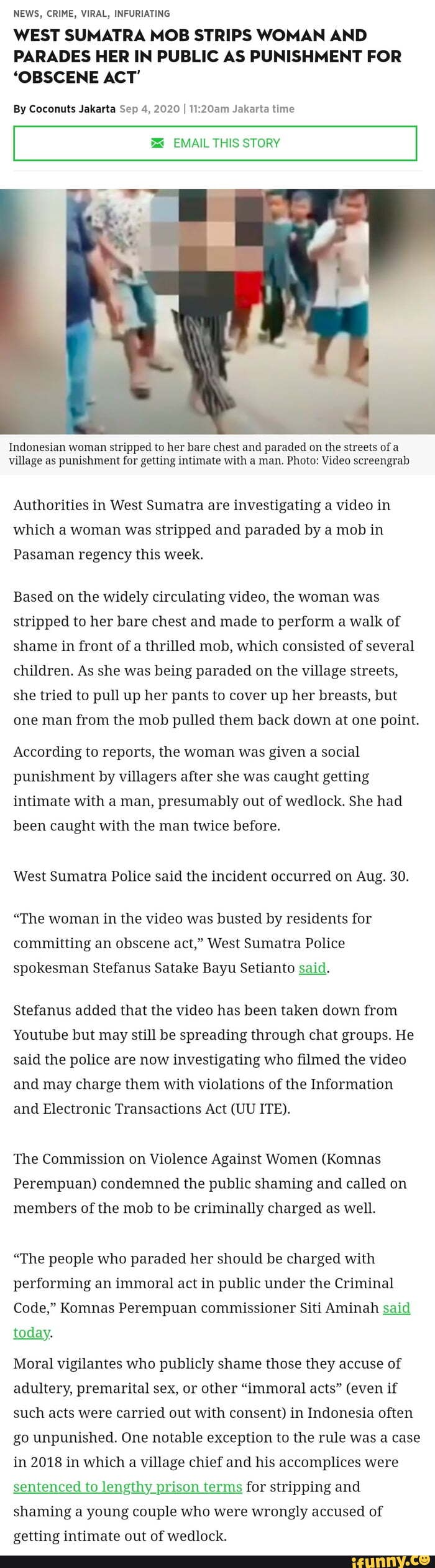 NEWS, CRIME, VIRAL, INFURIATING WEST SUMATRA MOB STRIPS WOMAN AND PARADES HER IN PUBLIC AS PUNISHMENT