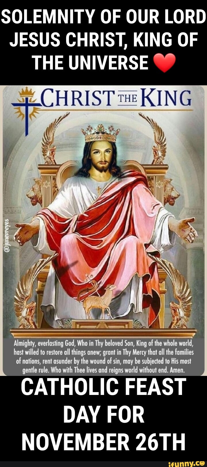 SOLEMNITY OF OUR LORD JESUS CHRIST, KING OF THE UNIVERSE CHRIST KING ...