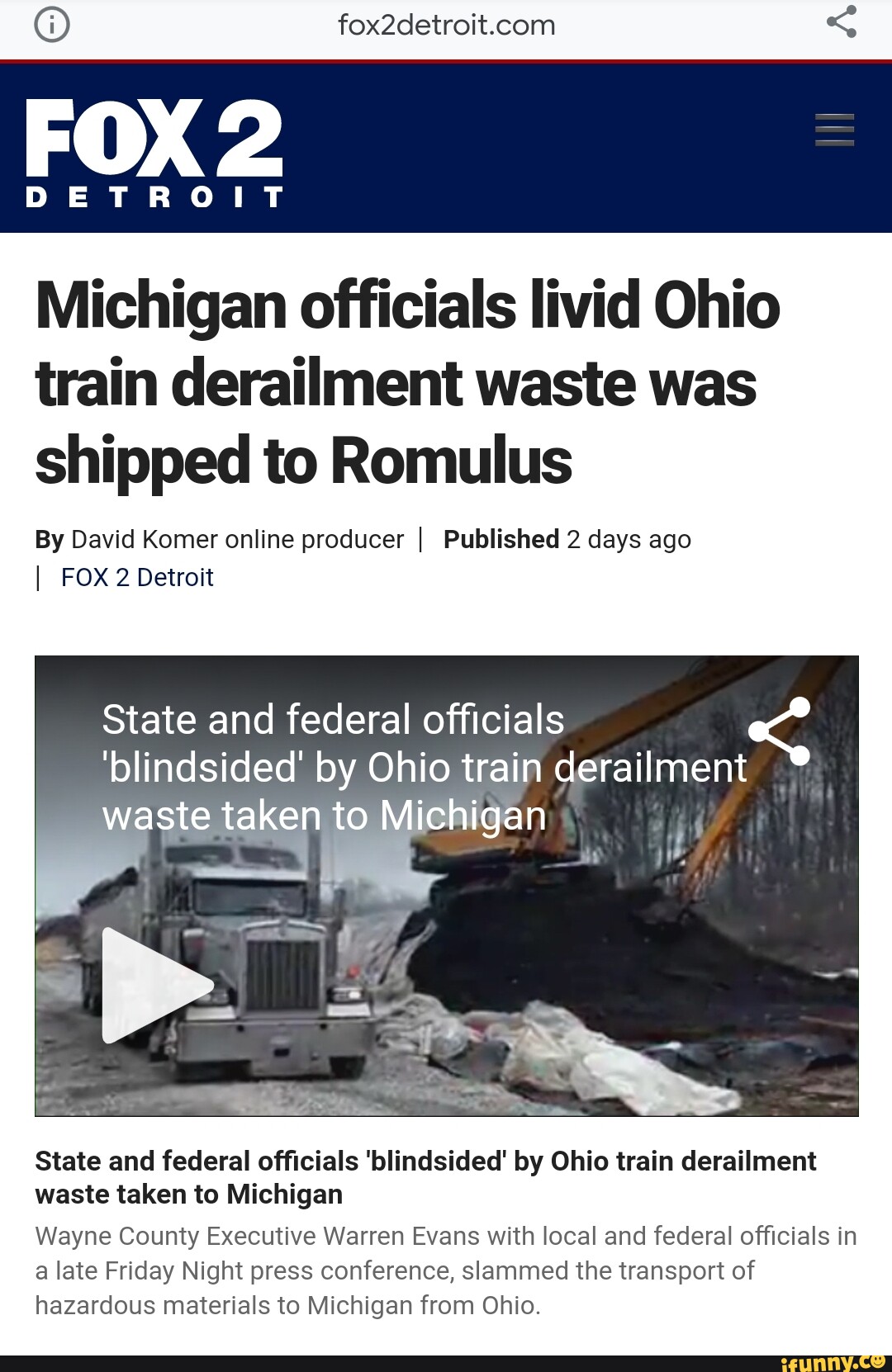 Fox2detroitcom FOX DETROIT Michigan officials livid Ohio train