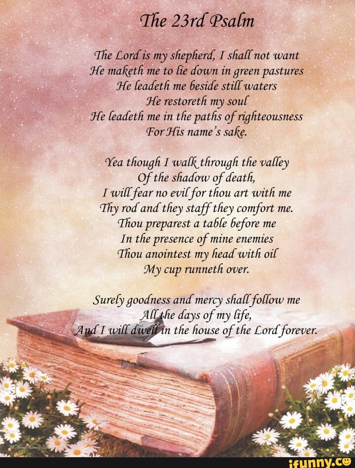 The 23rd Psalm 'The Lord is my shepherd, I shall not want He maketh me ...
