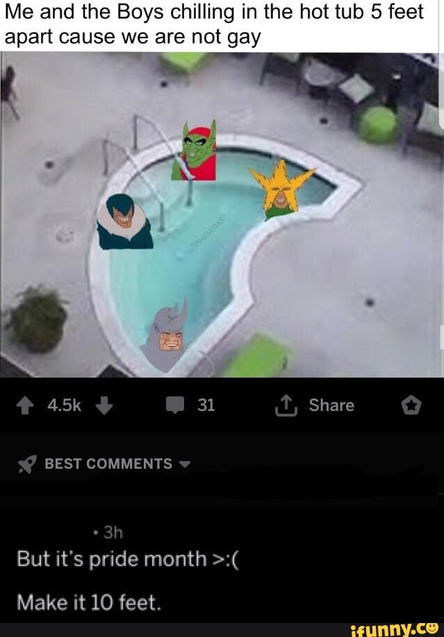 Me and the Boys chilling in the hot tub 5 feet apart cause we are not