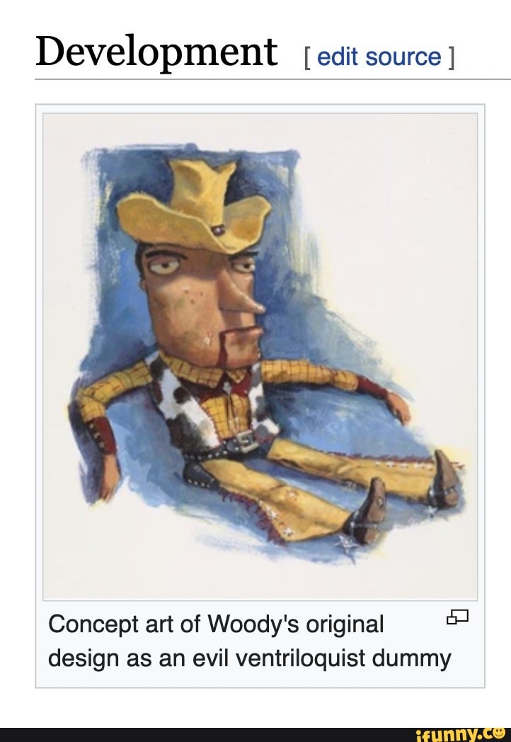 Development edit source Concept art of Woody's original design as an