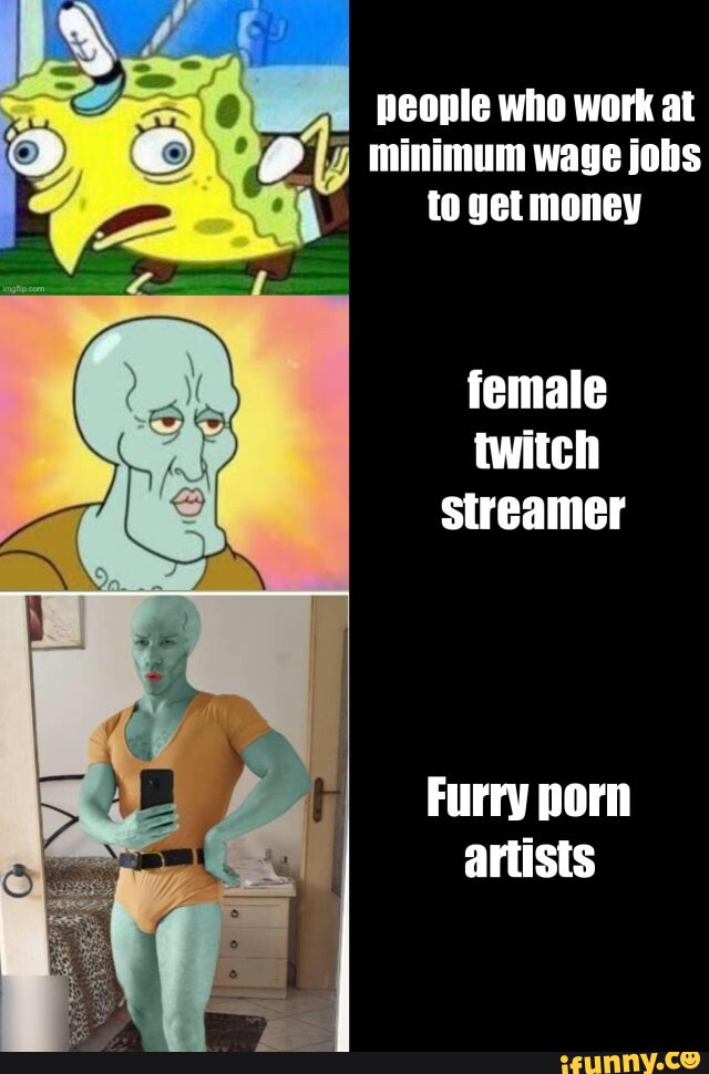 Money Furry Porn - People who work at minimum wage jobs to get money female twitch streamer Furry  porn artists - iFunny