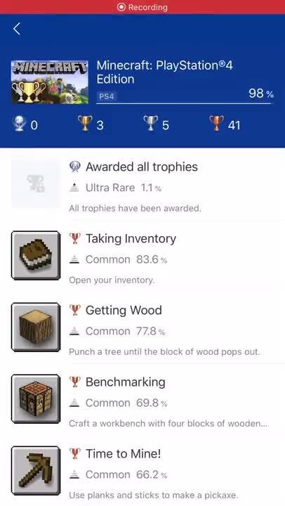 Minecraft: PlayStation 4 Edition Trophies