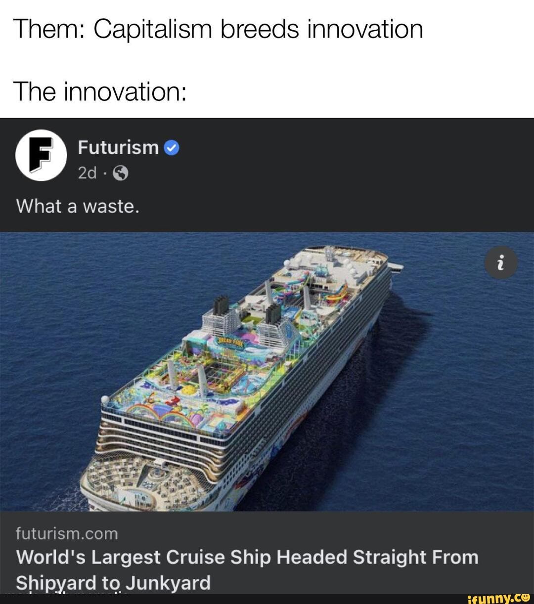 world's largest cruise ship headed straight from shipyard to junkyard