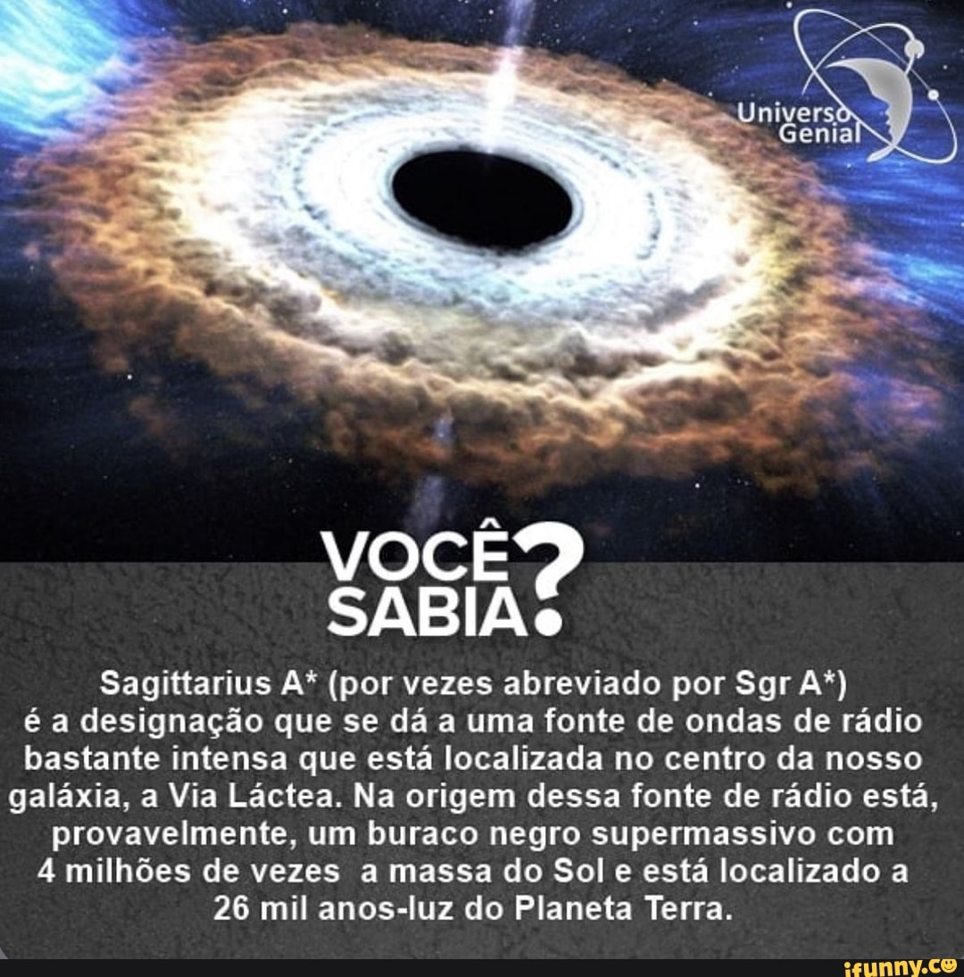 Sagittarius A* (por Vezes Abreviado Por Sgr A*) é A Designação Que Se ...