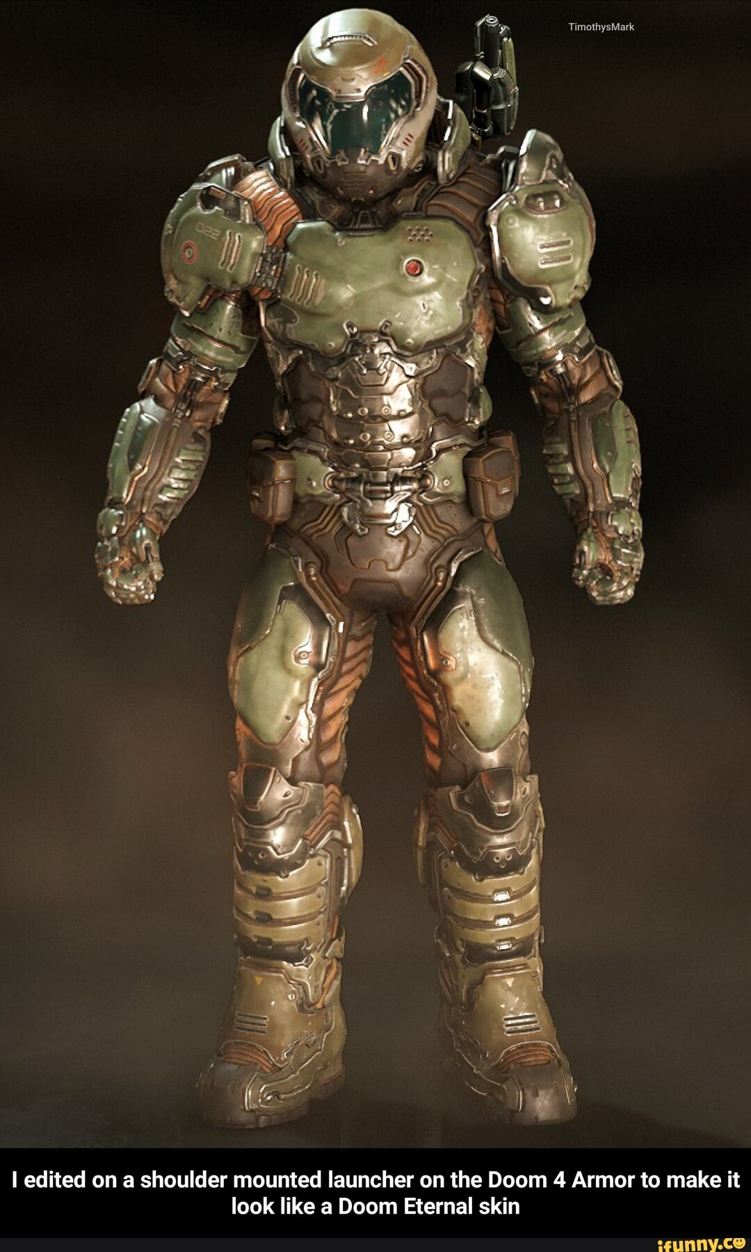 I edited on a shoulder mounted launcher on the Doom 4 Armor to make it ...