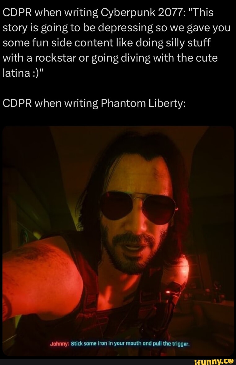 CDPR when writing Cyberpunk 2077 "This story is going to be depressing