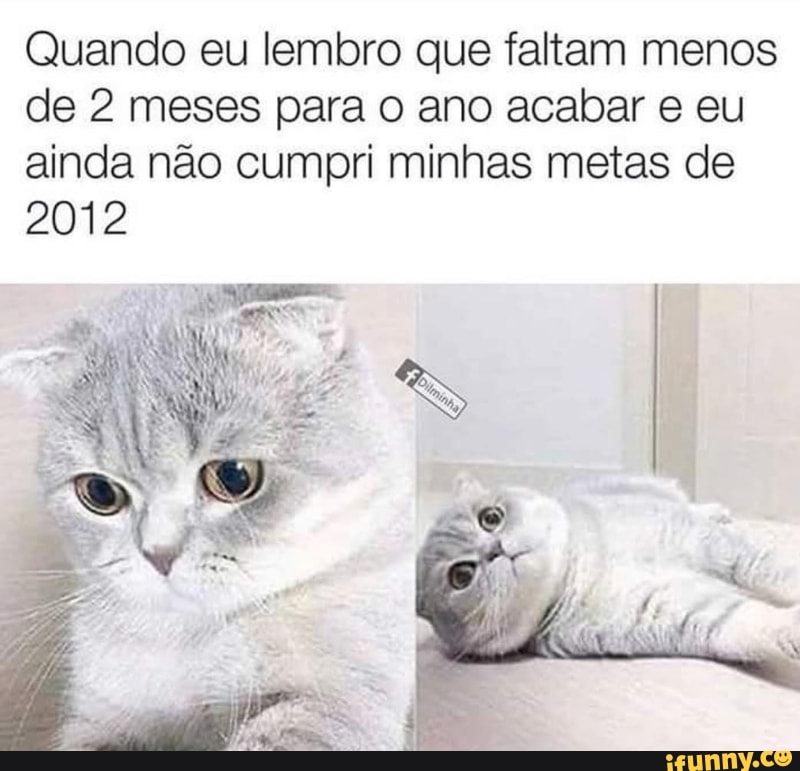 Quando eu lembro que faltam menos
de 2 meses para o ano acabar e eu
ainda não cumpri minhas metas de
2012
