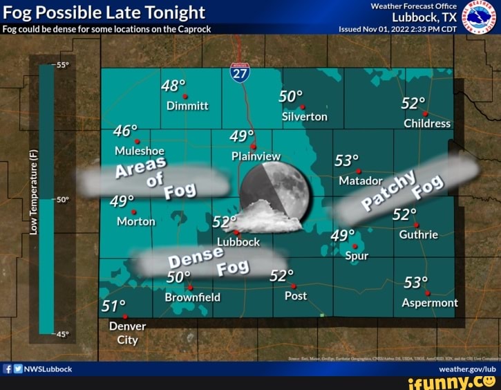 Fog Possible Late Tonight Lubbock, TX Fog could be dense for some