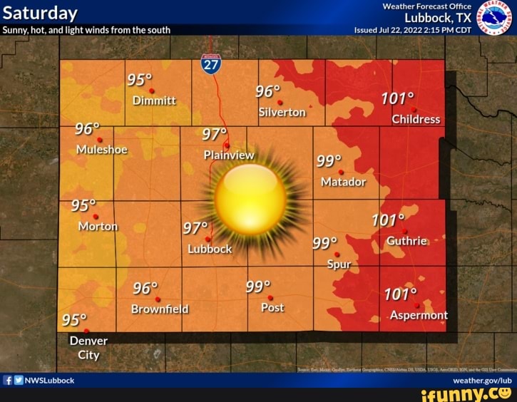'Weather Forecast Office Saturday 'Sunny, hot, and light winds from the