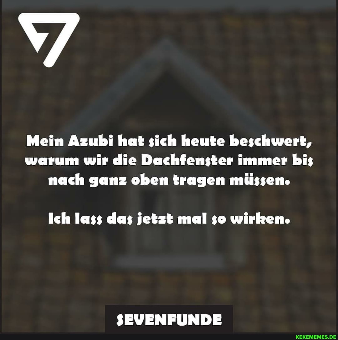 Mein Azubi hat sich heute beschwert, warum wir die Dachfenster immer bis nach ganz oben tragen müssen.
Ich lass das jetzt mal so wirken.
SEVENFUNDE
