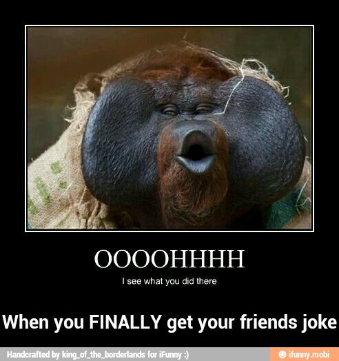 I see what you did there
When you FINALLY get your friends joke - When you FINALLY get your friends joke