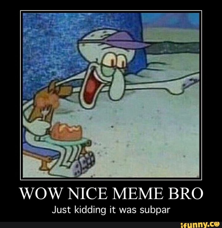 Wow Nice Meme Bro Just Kidding It Was Subpar