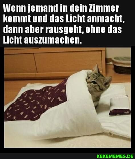 Wenn jemand in dein Zimmer kommt und das Licht anmacht, dann aber ausgeht, ohne das
Licht auszumachen.