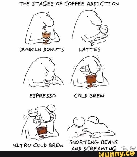 THE STAGES OF COFFEE ADDLCTLDN 5%: NITRO COLD BREW SNORTING BEANS ...