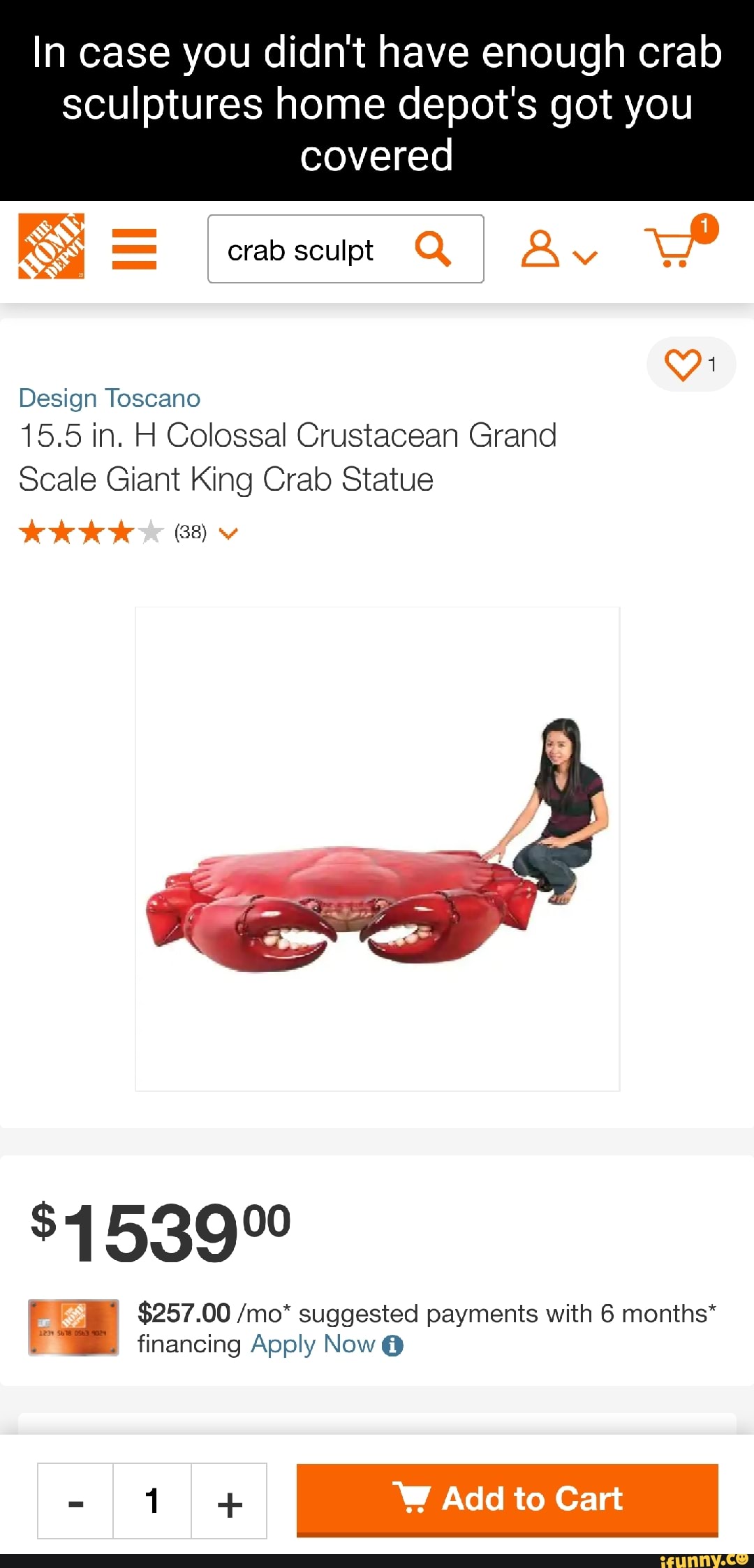 In case you didn't have enough crab sculptures home depot's got you