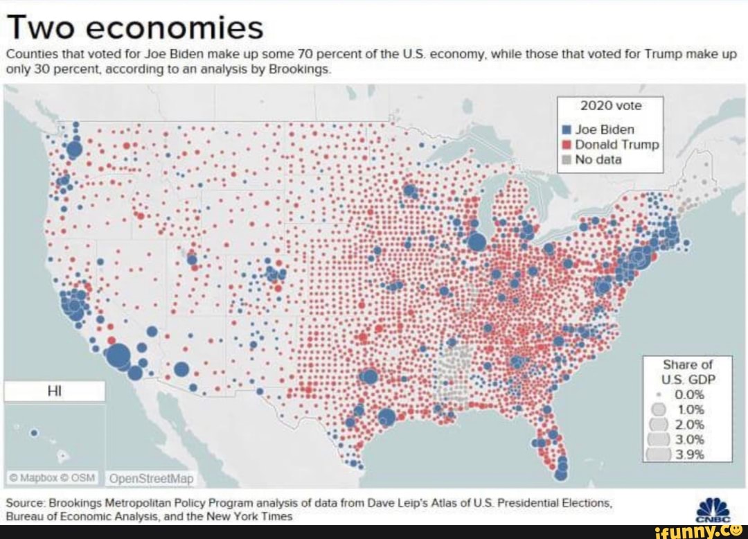 Two Economies Counties That Voted For Joe Biden Make Up Some 70 Percent ...