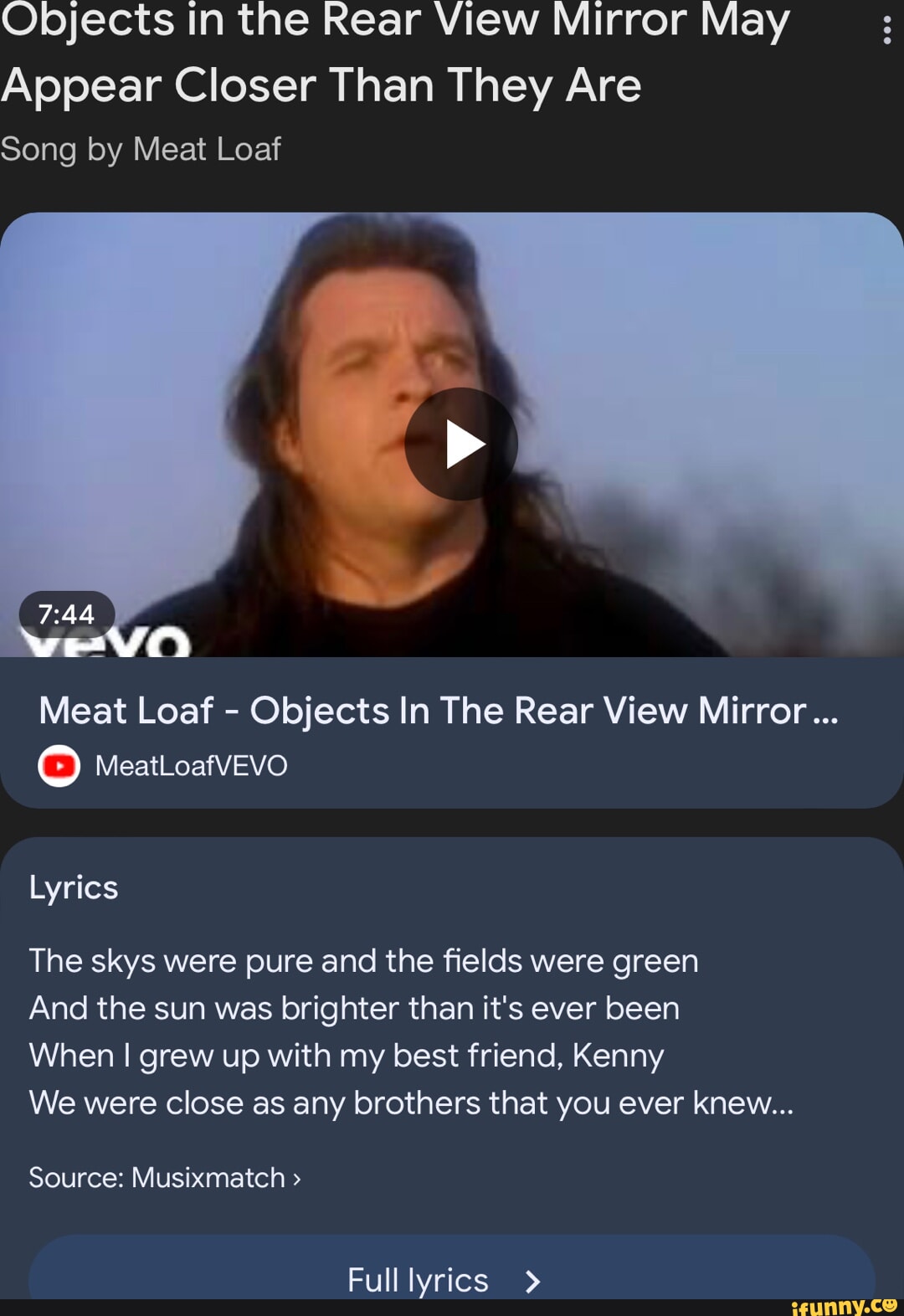 Objects in the Rear View Mirror May Appear Closer Than They Are Song by