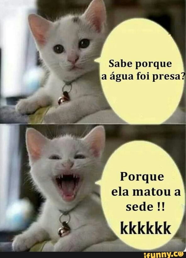 Sabe porque
a água foi presa?
Porque
ela matou a