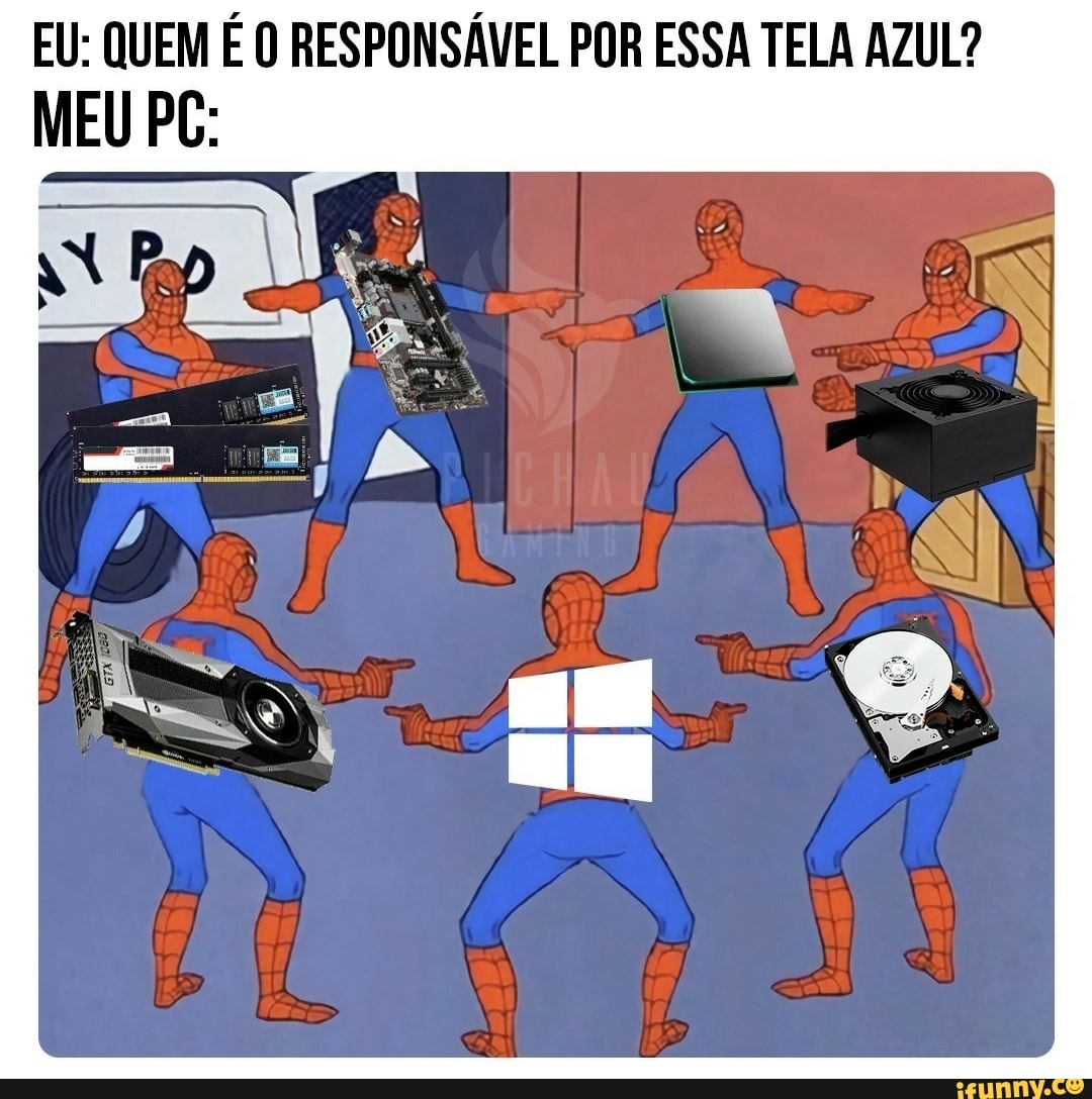 EU: QUEM É O RESPONSÁVEL POR ESSA TELA AZUL?
MEU PC: