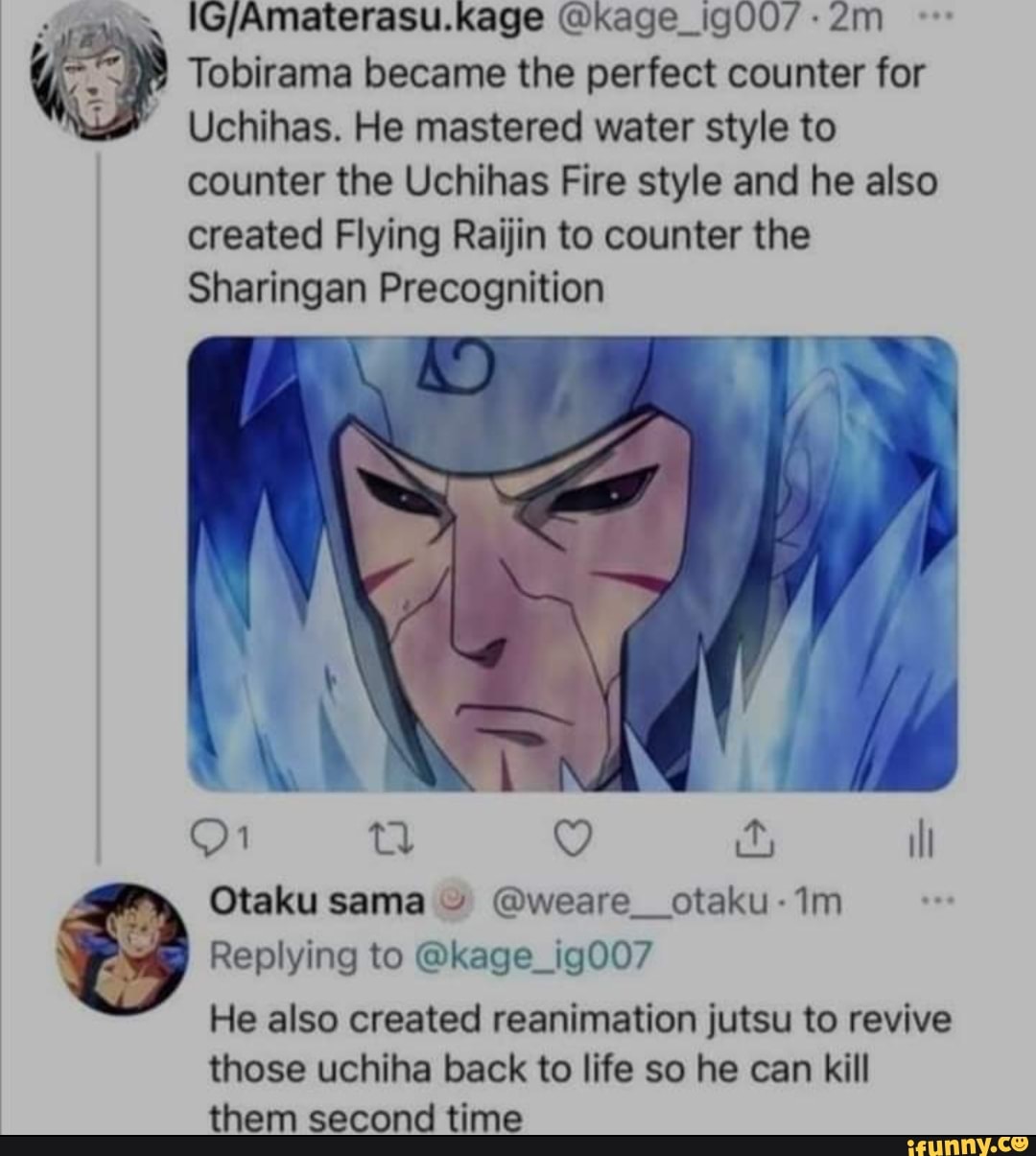 Tobirama flying raijin