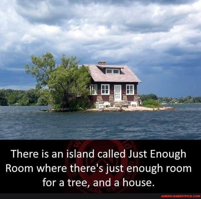 There is an island called Just Enough
Room where there's just enough room for a tree, and a house.