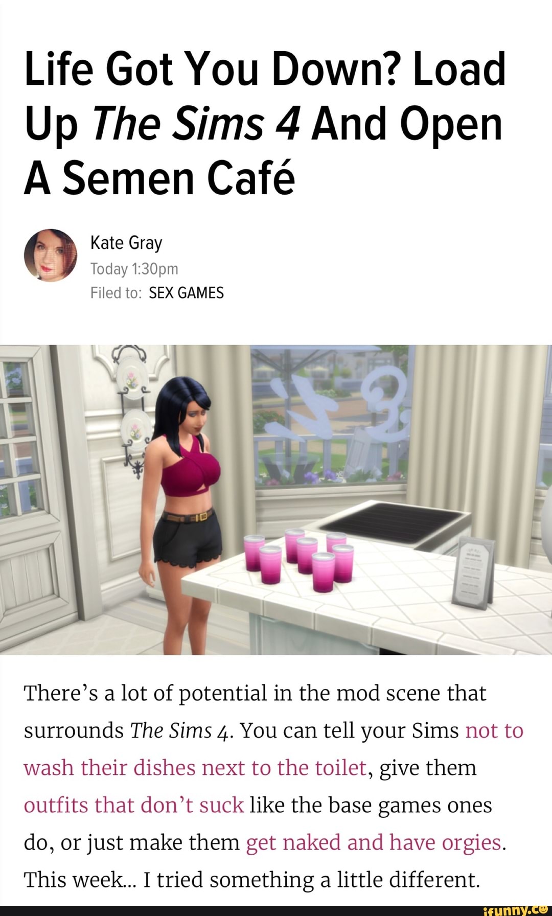 Life Got You Down? Load Up The Sims 4 And Open A Semen Café . Kate Gray