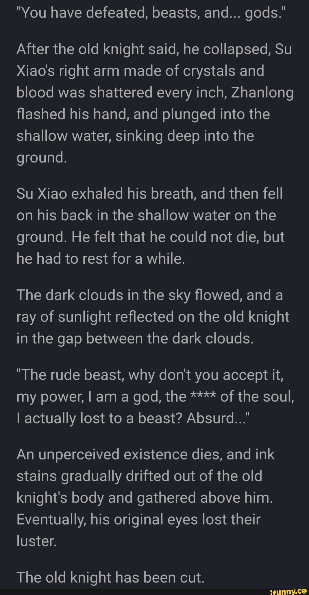 You Have Defeated Beasts And Gods After The Old Knight Said He Collapsed Su Xiao S You Have Defeated Beasts And Gods After The Old Knight Said He Collapsed Su Xiao S