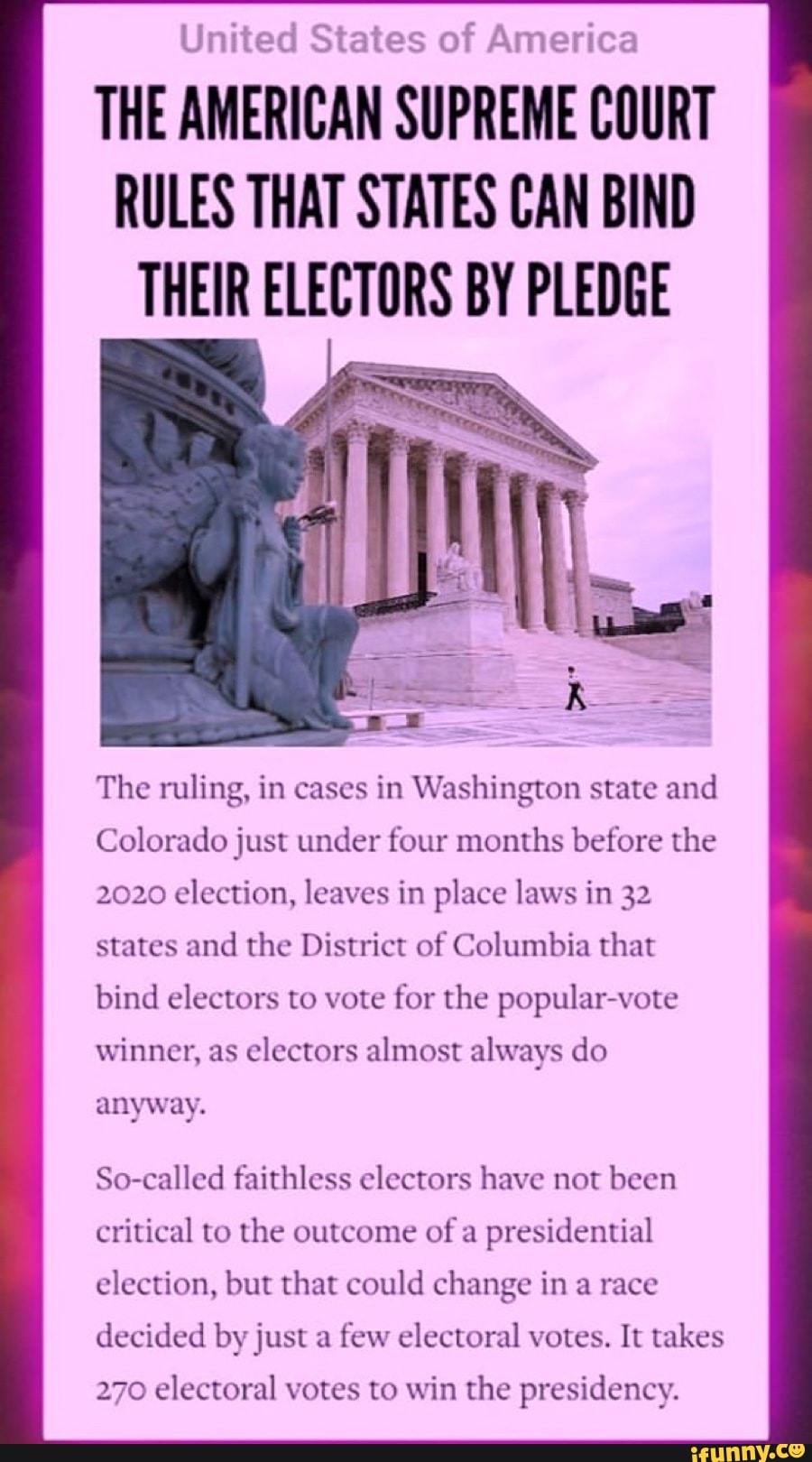 United States of America THE AMERICAN SUPREME COURT RULES THAT STATES