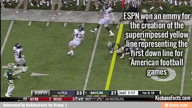 a ESPN de
an emmy,
o
the creation of the
'Superimposed yellow?
line, representing the
"or first down line for
"American football!
games anes