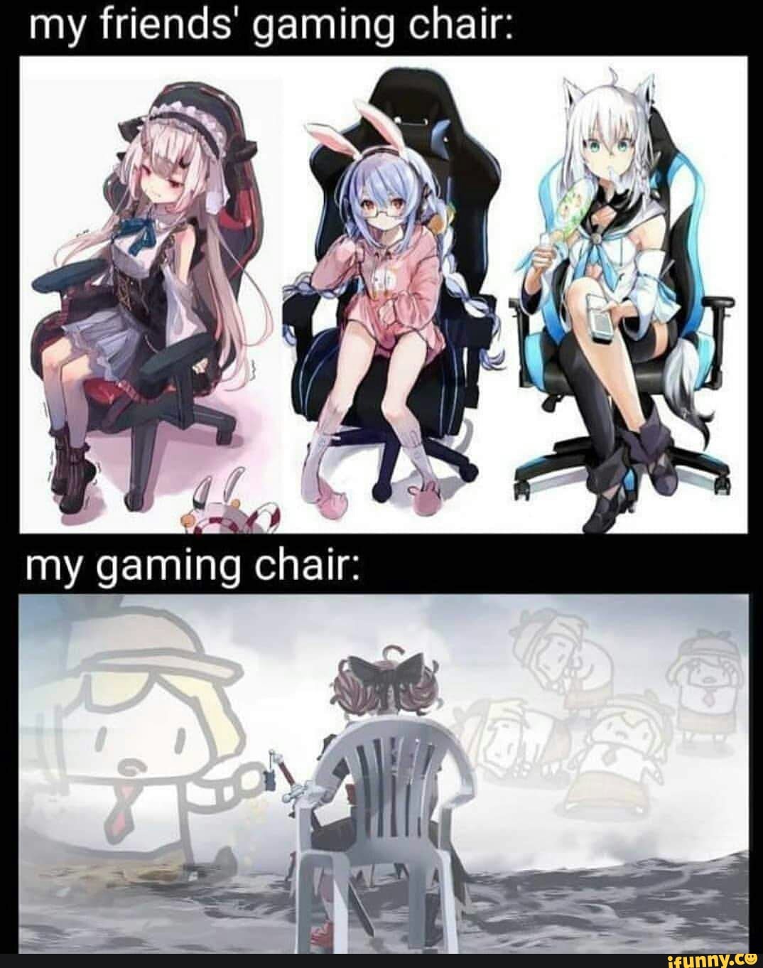 my friends' gaming chair:
my gaming chair: