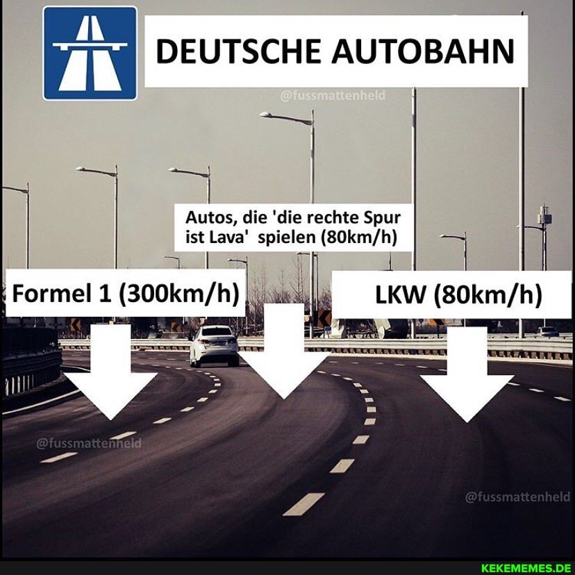 II DEUTSCHE AUTOBAHN
Autos, die 'die rechte Spur ist Lava' spielen
ed
Formel 1 LKW