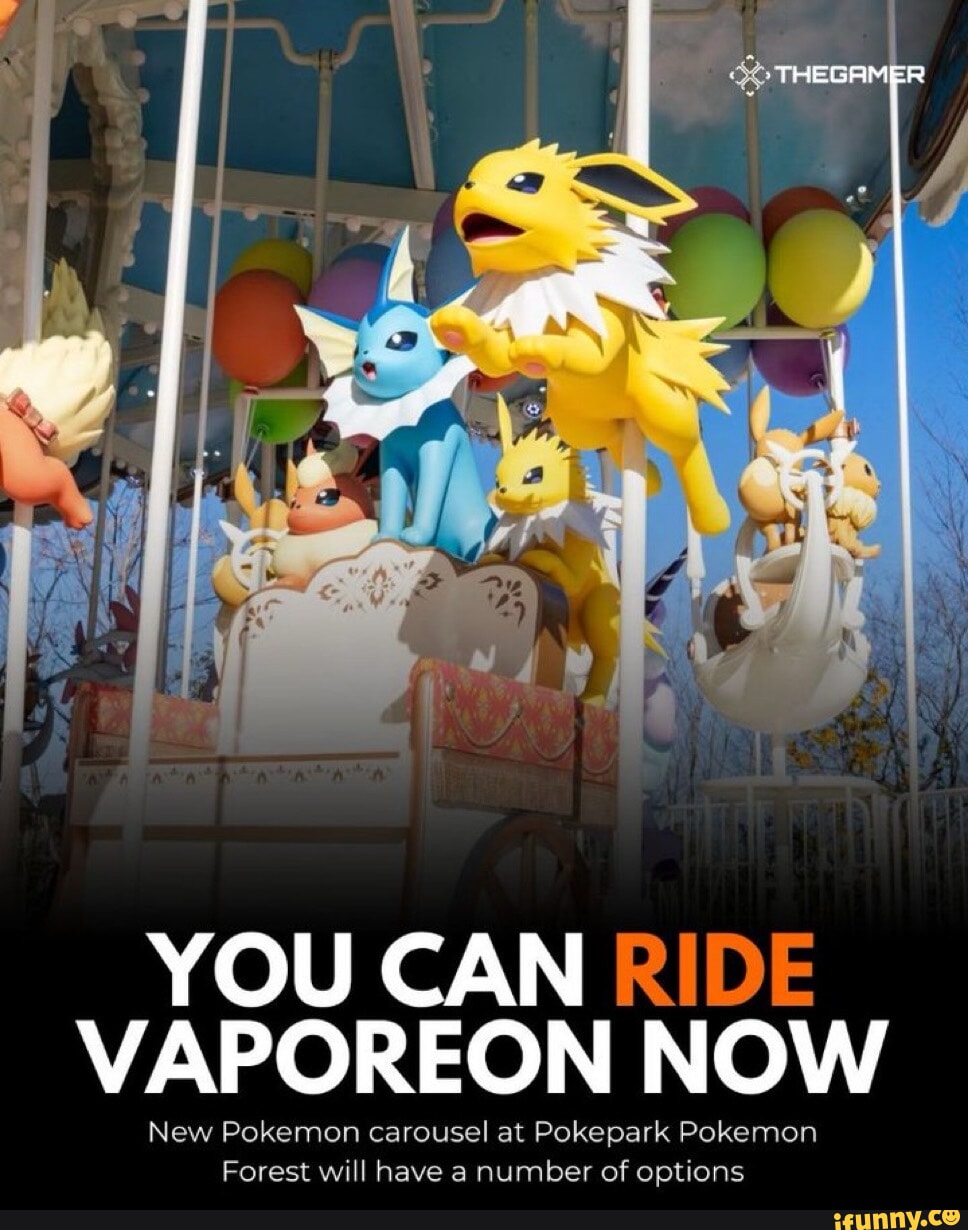 YOU CAN RIDE VAPOREON NOW New Pokemon carousel at Pokepark Pokemon ...