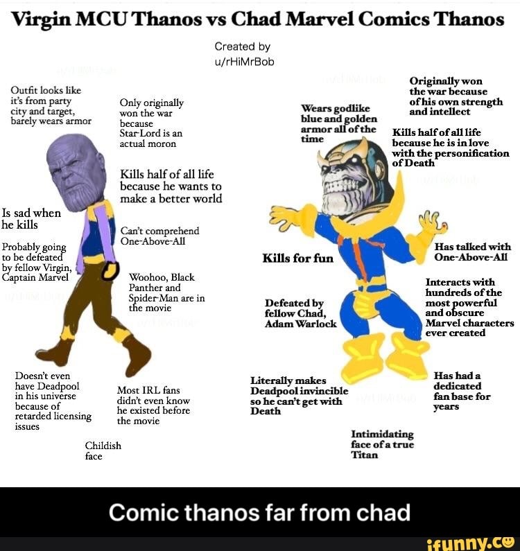 Virgin MCU Thanos vs Chad Marvel Comics Thanos retarded licensing ...