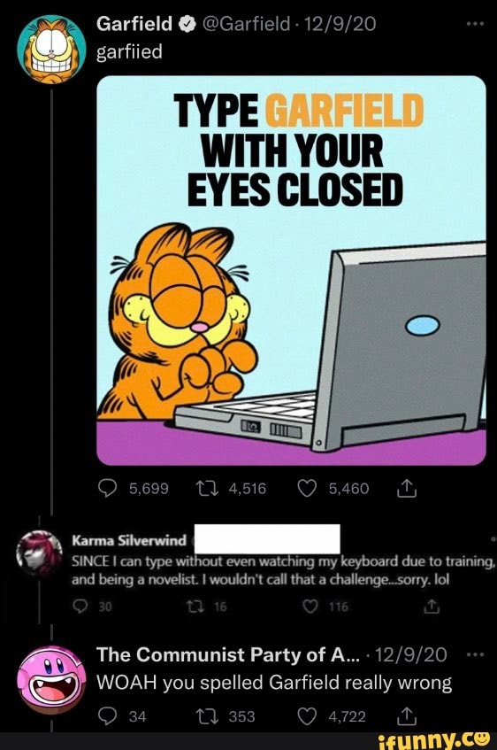 Garfield Garfield Garfiied TYPE WITH YOUR EYES CLOSED 5699 4516 