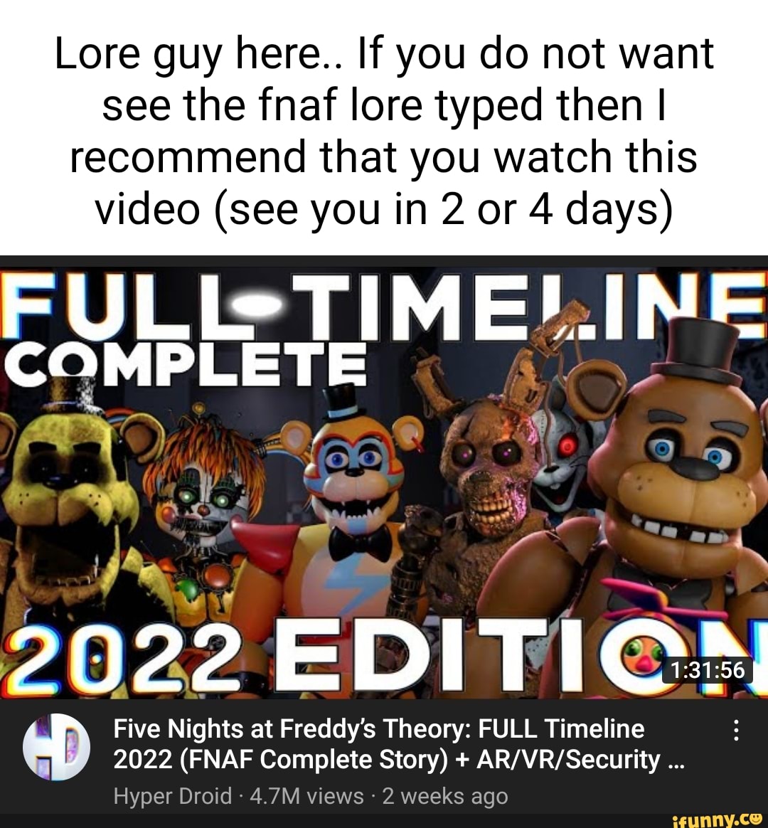 Is this correct lore wise? : r/fivenightsatfreddys