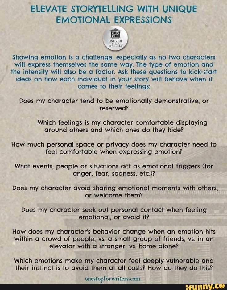 ELEVATE STORYTELLING WITH UNIQUE EMOTIONAL EXPRESSIONS Showing emotion ...