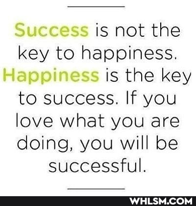 Success is not the key to happiness.
Happiness is the key to success. If you love what you are doing, you will be successful.