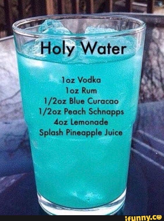 Holy Water loz Vodka loz Rum Blue Curacao Peach Schnapps Lemonade