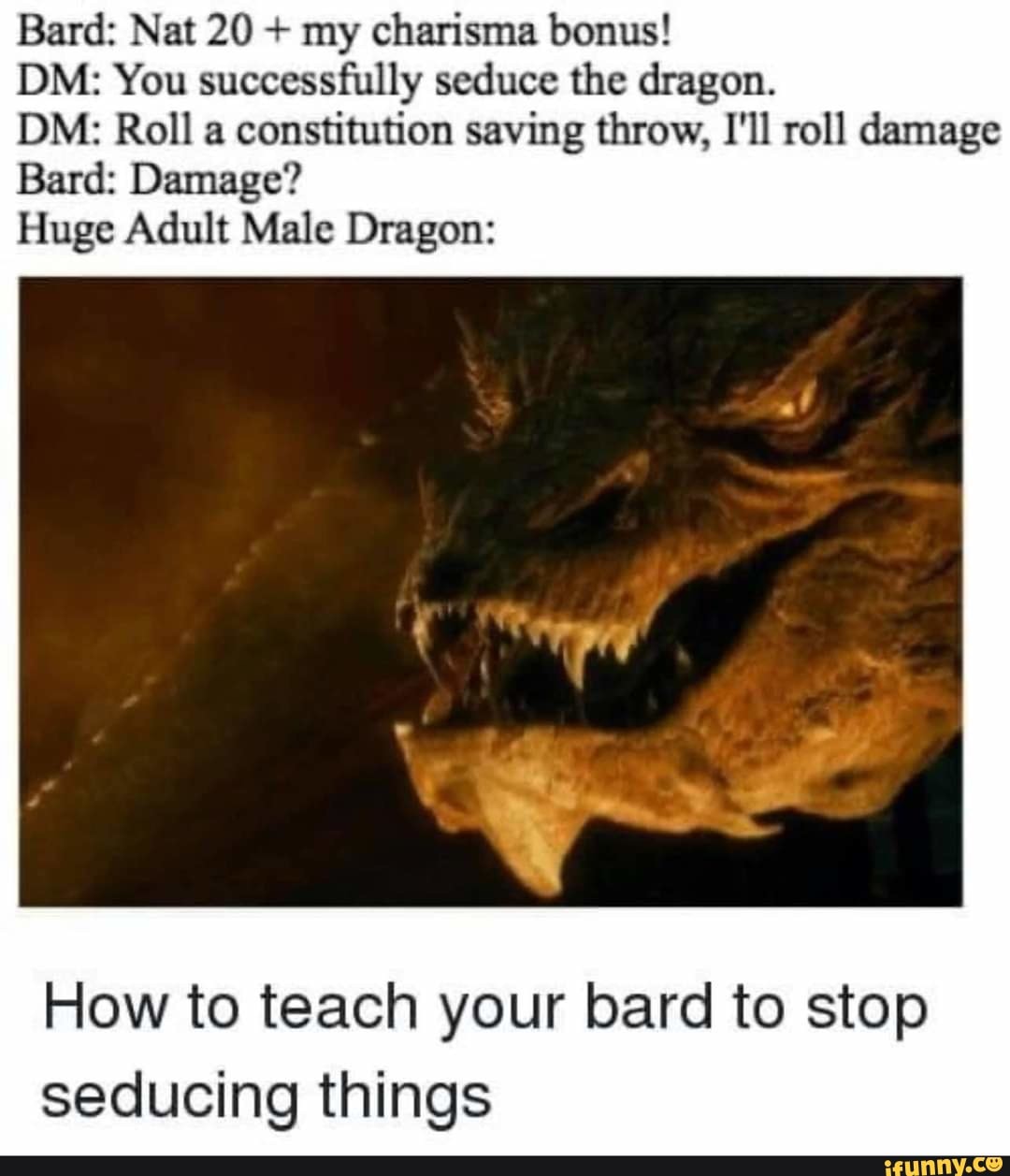 Bard Nat 20 + my charisma bonus! DM You successfully seduce the