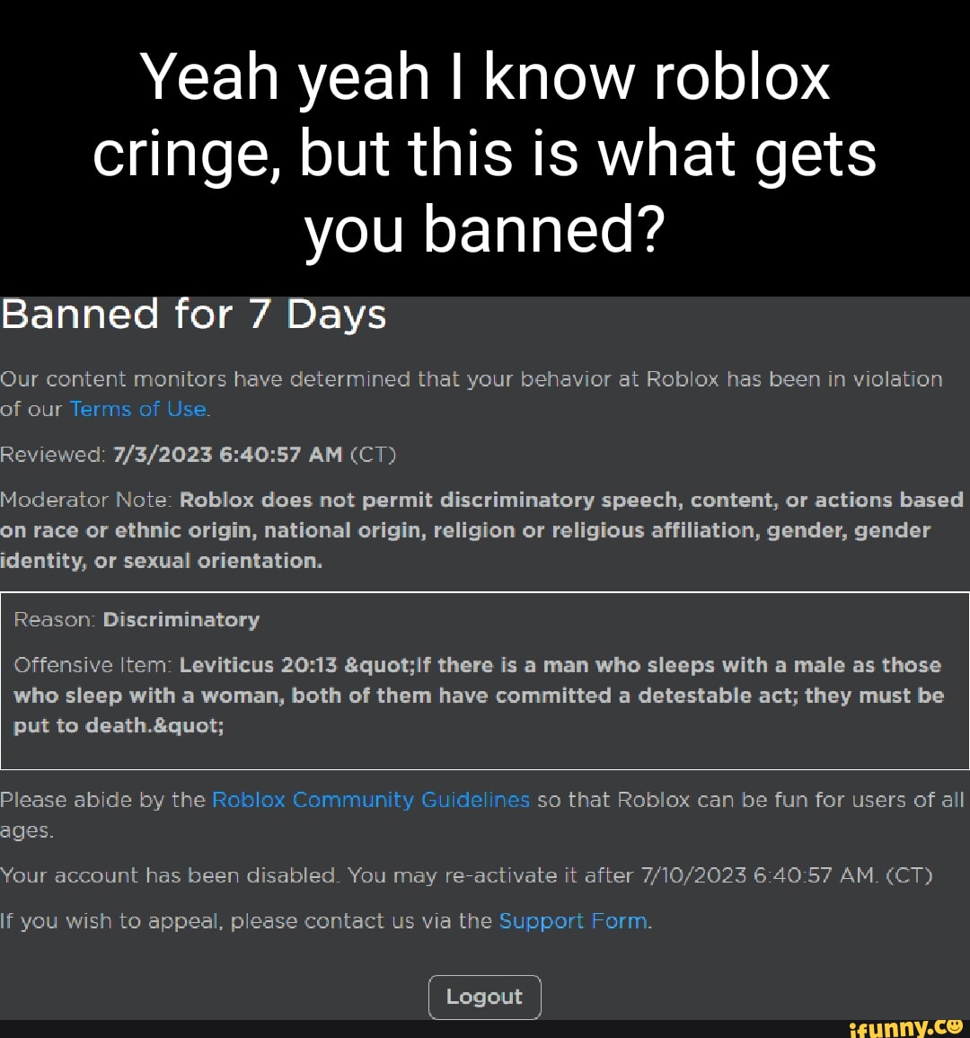 Some Things That Are Forbidden On Roblox!
