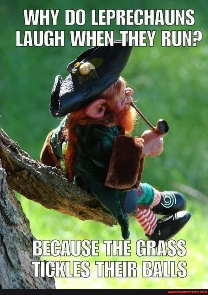 WHY DO LEPRECHAUNS LAUGH WHEN THEY RUN?
BEGAUSE THE
TICKLES HES