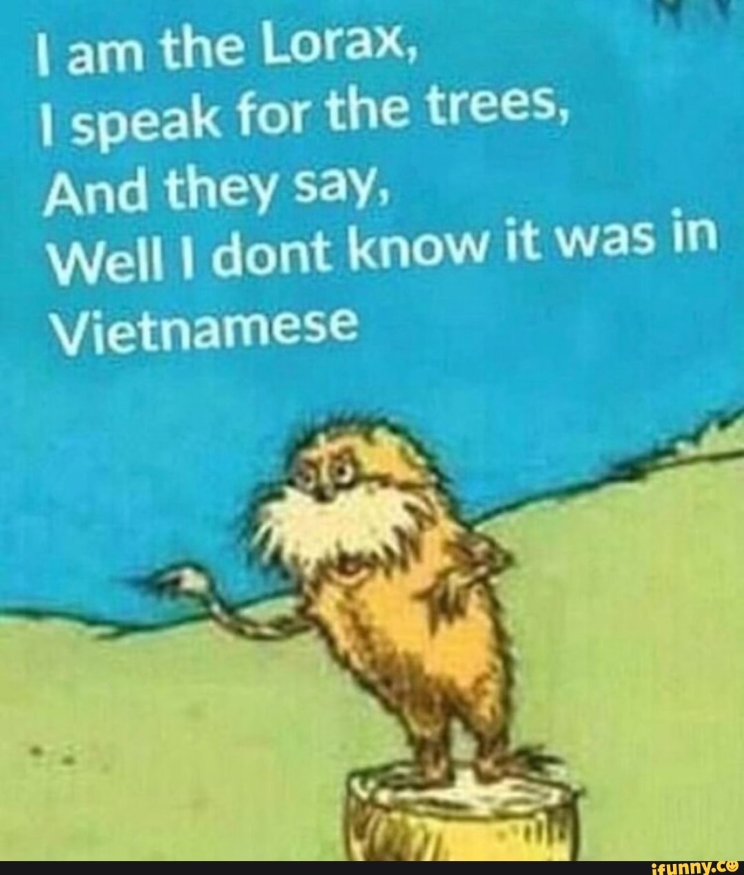 I Am The Lorax I Speak For The Trees And They Say Well I Dont Know It Was In Ifunny
