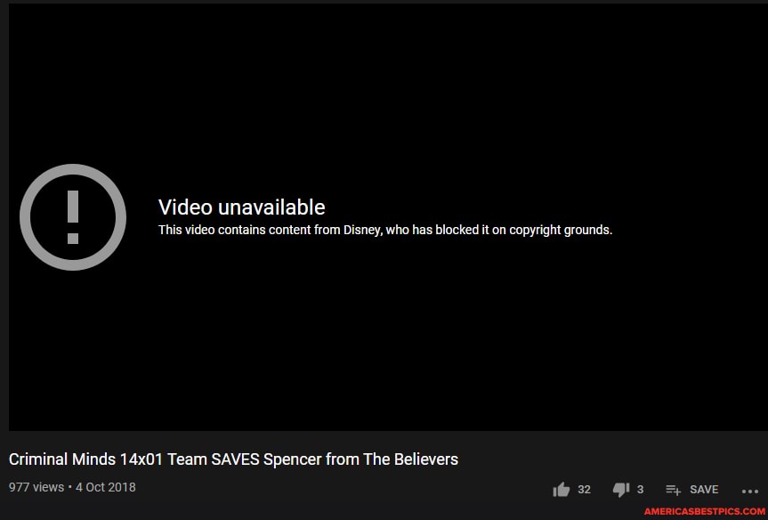 Video unavailable
This video contains content from Disney, who has blocked it on copyright grounds.
Criminal Minds 14x01 Team SAVES Spencer from The Believers
977 views 4 Oct 2018
SAVE