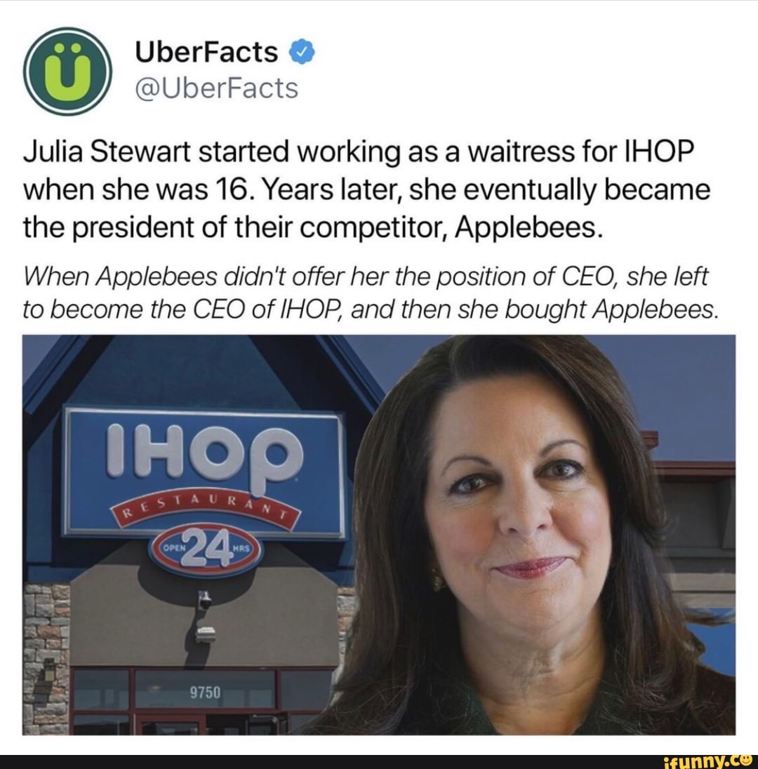 Julia Stewart started working as a waitress for IHOP when she was 16 ...