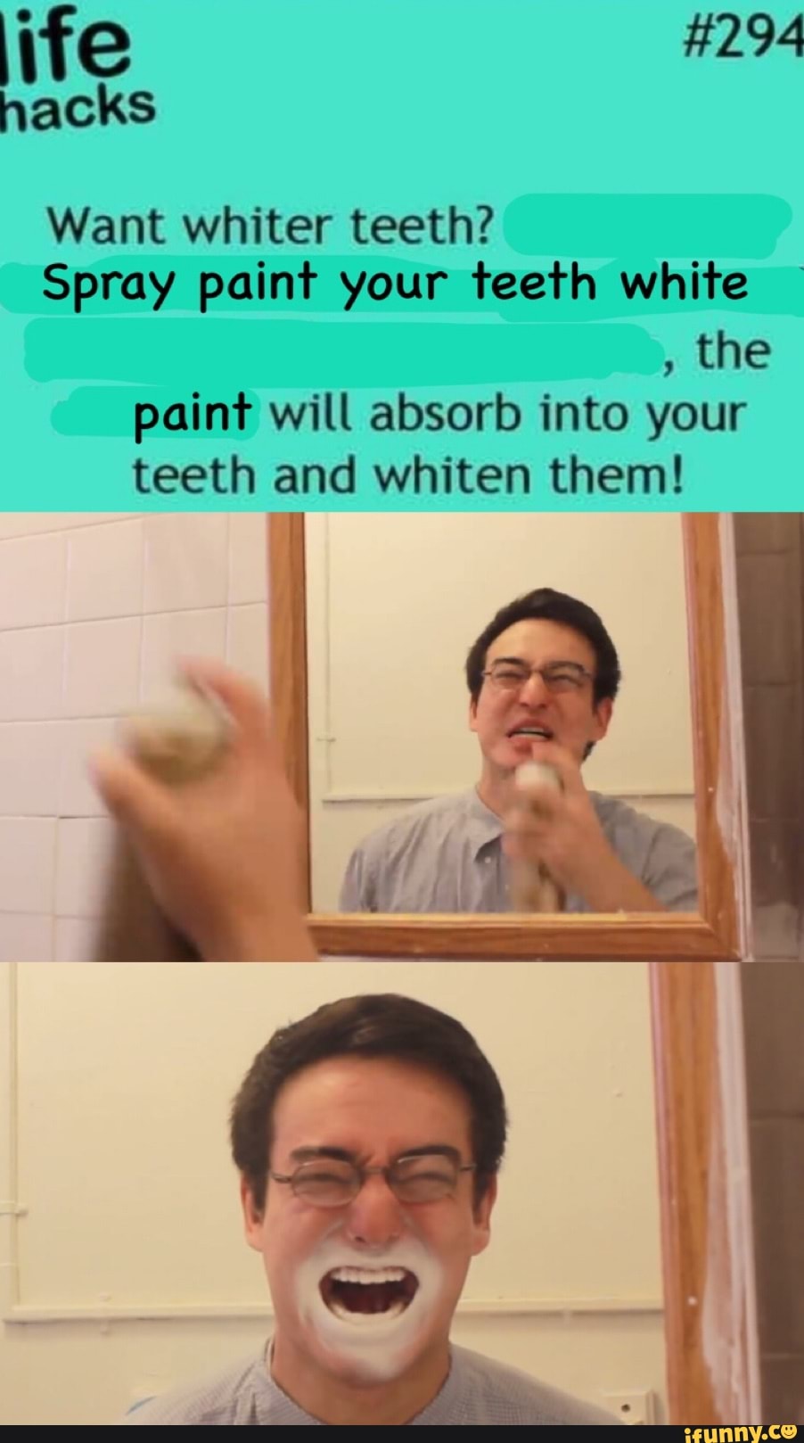 Want whiter teeth? Spray paint your teeth whi’re , the paint will